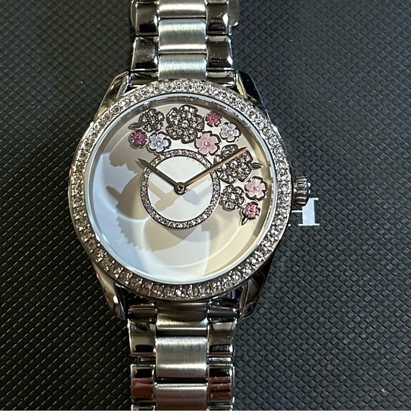 Coach Preston Silver Bracelet Watch With 36mm White Face With Moving Flowers - Picture 2 of 11